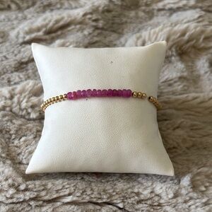 Karen Lazar 14k Gold and Pink Tourmaline Beaded Bracelet